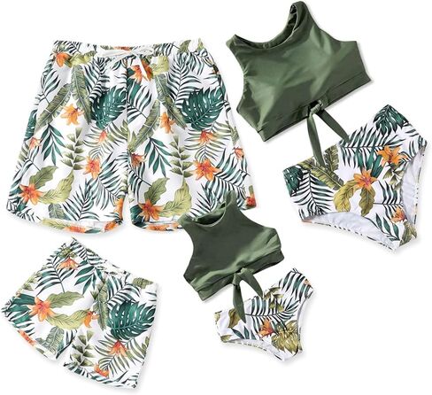 IFFEI Family Matching Mommy and Me Swimsuits Two Piece Bikini Set Tank Top and Bottom Bathing Suits Swimwear in Saudi Arabia