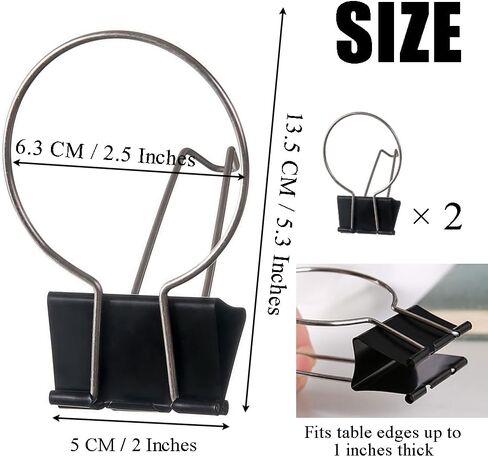 Desk Cup Holder Binder Clips Hooks,Disposable Paper Cup Table Edge Clamp,Headphone Bag Keys Hats Pencil Hanger for Home Office and School,2 Pack in Saudi Arabia