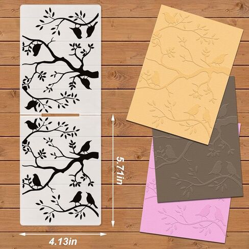 Birds on Branches Background Plastic Embossing Folders for Card Making Branch Leaves Background Scrapbooking Plastic Template Photo Album Card Paper Handmade DIY Craft Decoration Template Molds in Kuwait