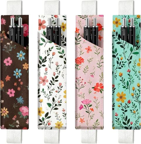 4 قطع 4 أنماط من حامل القلم الجلدي ذو التصميم الملمس الرخامي لجهاز الكمبيوتر المحمول مع شريط جلدي قابل للتعديل متوافق مع مجلة الكتاب المقدس ومذكرات الاستخدام في المكتب in Kuwait