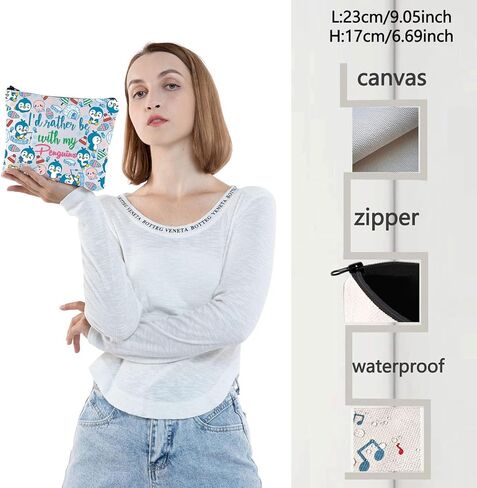 WZMPA Cute Penguins Cosmetic Bag Penguins Lover Gifts I'd Rather Be With My Penguins Makeup Zipper Pouch Bag (Rather Penguins) in Saudi Arabia