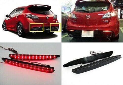 2x Black Smoked Lens LED Bumper Reflector Tail Brake Light Compatible with 2010 2011 2012 2013 Mazda3 MAZDASPEED3 JDM Mazda3 / Axela Sport/Sedan/Mazdaspeed BL5FW BLEAW BLEFW in Saudi Arabia