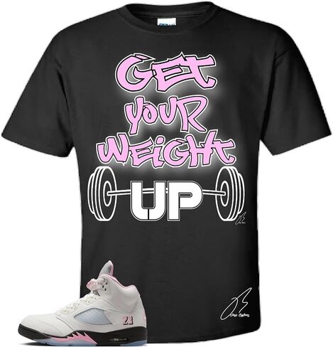 Shirt to Match 5 Medium Soft Pink, Get Your Weight Up Sneaker Graphic Tee, Best Gift, Birthday, Unisex Clothing in Saudi Arabia