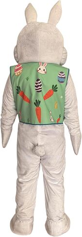Easter Bunny Mascot Costume Rabbit Outfit with Decorative Vest, White Plush Full Body Suit with Pink Ears in Saudi Arabia