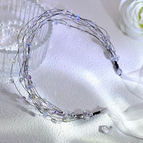 Crystal Head Piece Beaded Mesh Headband Fashion Hair Accessories for Women Wedding Handmade Hairband for Bridal A122 (Sliver) in Saudi Arabia