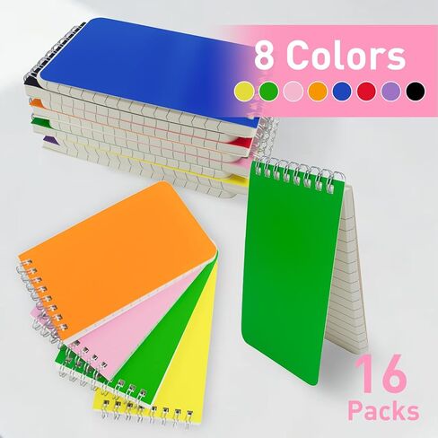 16 Pack Small Spiral Notebook Pocket Notebook Spiral Notepads 3x5 Pocket Notepad 60 Sheets College Ruled Top Wire Bound for Home, School,College,Office,Work,Travel in Kuwait