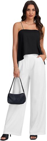 Rooscier Women's Satin Silky Spaghetti Strap Loose High-Low Hem Sexy Camisole in Saudi Arabia