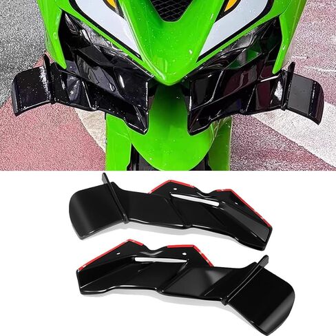 for ZX-6R ZX636R zx6r zx636r 2025 2024 Motorcycle Accessories Downforce Naked Front Spoiler Winglet Aerodynamic Wing Front Spoiler Kit Side Spoiler (Bright Black) in Kuwait
