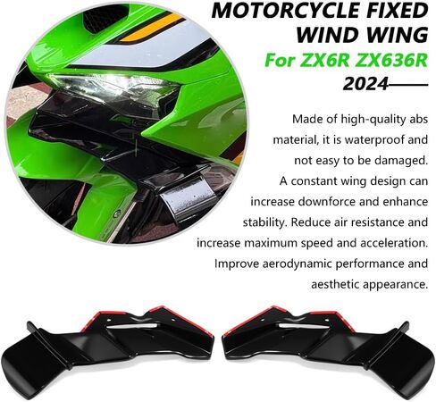 for ZX-6R ZX636R zx6r zx636r 2025 2024 Motorcycle Accessories Downforce Naked Front Spoiler Winglet Aerodynamic Wing Front Spoiler Kit Side Spoiler (Bright Black) in Kuwait