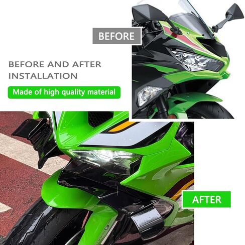 for ZX-6R ZX636R zx6r zx636r 2025 2024 Motorcycle Accessories Downforce Naked Front Spoiler Winglet Aerodynamic Wing Front Spoiler Kit Side Spoiler (Bright Black) in Kuwait