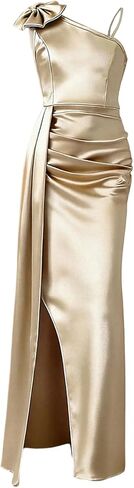 GORGLITTER Girl's Satin Formal Wedding Dress Party Birthday First Communion Prom One Shoulder Junior Bridesmaid Dress in Saudi Arabia