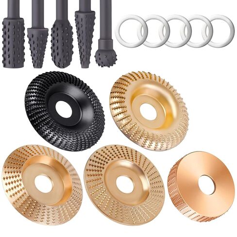 4PCS Angle Grinder Wood Carving Disc Set+5PCS Rotary Burr Rasp Set,4"or 4 1/2"Angle Grinder with 7/8"Arbor,Grinding wheel shaping discs for wood grinding,wood angle grinder accessories in Saudi Arabia