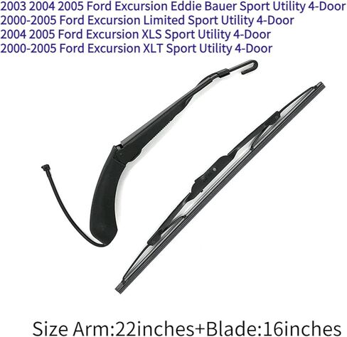 Rear Wiper Arm Blade for 2000 2001 2002 2003 2004 2005 Ford Excursion Eddie Bauer XLS XLT Limited Sport Utility 4-Door Rear Back Windshield Wiper Arm Blade Set Replacement in Kuwait