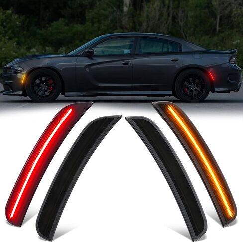 Dynamic Glow LED Side Marker Lights Compatible with Dodg'e Charger 2015-2026 - 4PCS White Front & Rear Fender Lights | Fits All Trims Including Hellcat in Kuwait