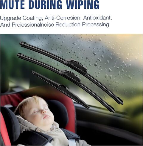 3 Wipers 24"/14"/12" Windshield Wiper Blades Replacement for Fiat 500 2019-2011 Automative Windshield Wiper Blades 24"+14" Front Wipers with 12" Rear Wiper Blade Set in Kuwait