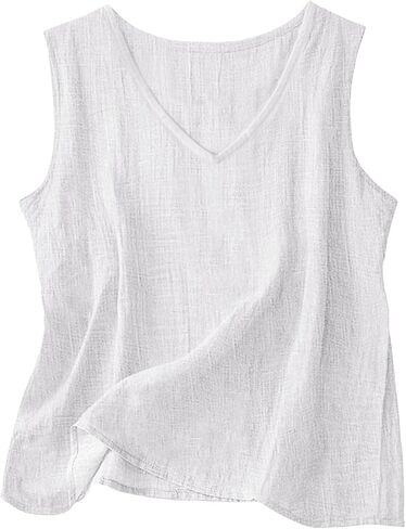 Linen Tank Tops Women 2026 Spring Summer Casual Comfy Sleeveless Linen Shirts Loose Lightweight Gauze Camisoles Blouse in Saudi Arabia