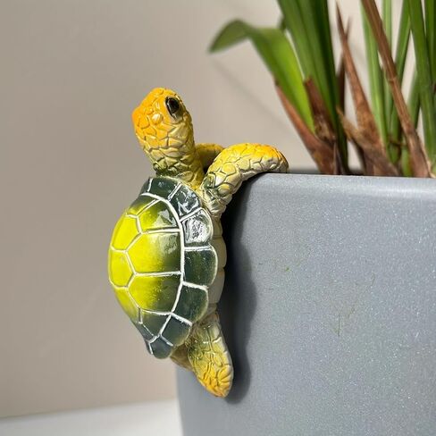 Green Turtle Planter Decorations - Resin Hanging Sea Turtle for Pot Tortoise Figure Plant Pot Hanger Small Statue for Terrapin Cute Plants Terrapin Sculptures for Indoor Outdoor Garden Patio in Saudi Arabia