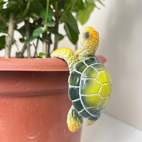 Green Turtle Planter Decorations - Resin Hanging Sea Turtle for Pot Tortoise Figure Plant Pot Hanger Small Statue for Terrapin Cute Plants Terrapin Sculptures for Indoor Outdoor Garden Patio in Saudi Arabia