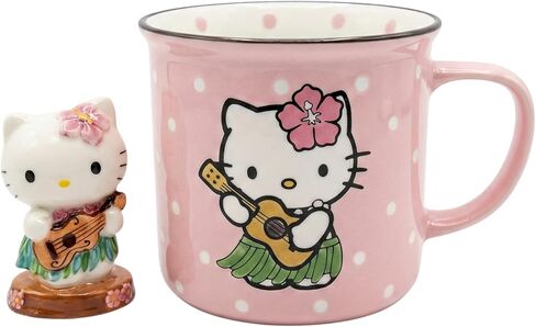 Blue Sky Clayworks Hello Kitty Hula Mug & Figurine Gift Set, Ceramic 18 oz, 6" x 5" x 4", A Tiny Island Coffee Break (Set of 2) in Saudi Arabia