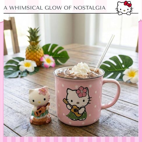 Blue Sky Clayworks Hello Kitty Hula Mug & Figurine Gift Set, Ceramic 18 oz, 6" x 5" x 4", A Tiny Island Coffee Break (Set of 2) in Saudi Arabia