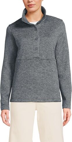Lands' End Women's Sweater Fleece Snap Neck Pullover Jacket in Saudi Arabia