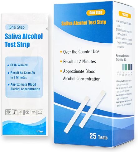 Prime Screen Saliva Alcohol Test Strip, High Accurate Home Test, Result in 2 Minutes - 25 Tests in Kuwait