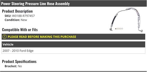 مجموعة خرطوم خط ضغط التوجيه المعزز - متوافقة مع 2007-2010 Ford Edge in Kuwait