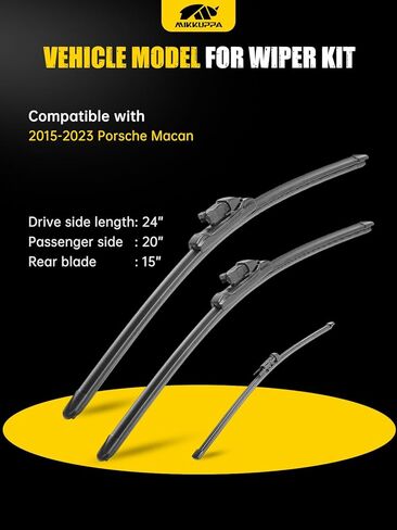 MIKKUPPA 24"+20"+15" Windshield Wipers Blades Replacement for 2015-2023 Porsche Macan, Top Lock Front & Rear All Season Wiper Blades Set(Pack of 3) in Saudi Arabia