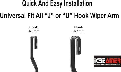 ICBEAMER 12 بوصة (304 مم) جودة OEM ممتازة لجميع المواسم على شكل حرف U أو J شفرة ممسحة الزجاج الأمامي للسيارات لاستبدال المعدات الأصلية، رؤية فائقة، مطاط متين، سهل التركيب in Kuwait