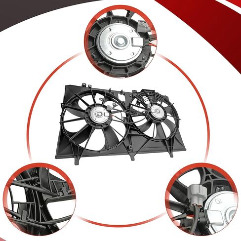 مجموعة مروحة تبريد مزدوجة للمبرد من PartsFlow متوافقة مع 2011-2016 Toyota Sienna Lexus RX350 621-530 in Saudi Arabia