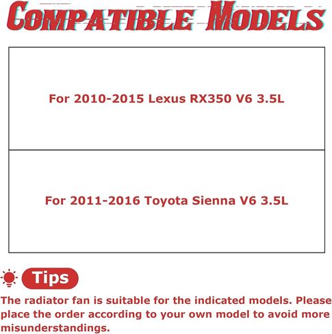 مجموعة مروحة تبريد مزدوجة للمبرد من PartsFlow متوافقة مع 2011-2016 Toyota Sienna Lexus RX350 621-530 in Saudi Arabia