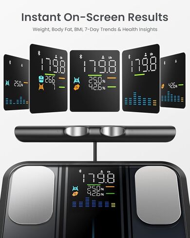 RENPHO Scale for Body Weight and Fat, Digital Bathroom Weight Scale with Large Colored LCD Display, High Accurate Smart Bluetooth BMI Elis 1 Body Fat Scale, Body Composition Analyzer with App, 400lbs in Kuwait