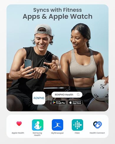 RENPHO Scale for Body Weight and Fat, Digital Bathroom Weight Scale with Large Colored LCD Display, High Accurate Smart Bluetooth BMI Elis 1 Body Fat Scale, Body Composition Analyzer with App, 400lbs in Kuwait