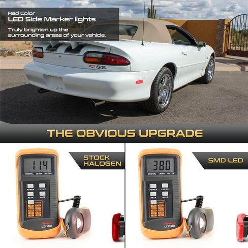 VIPMOTOZ Full LED Rear Red Side Marker Lights Compatible With 1993-2002 Chevy Camaro Chrome Housing Clear Lens Pair Set in Saudi Arabia