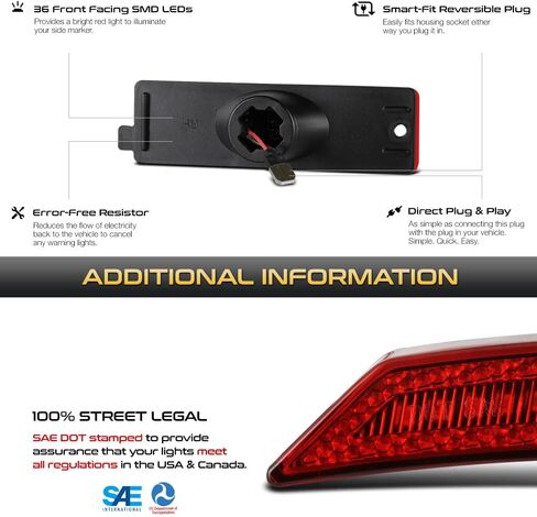 VIPMOTOZ Full LED Rear Red Side Marker Lights Compatible With 1993-2002 Chevy Camaro Chrome Housing Clear Lens Pair Set in Saudi Arabia