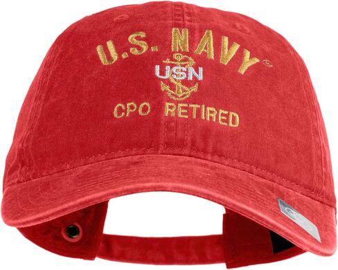 e4Hats.com US Navy CPO Retired Military Embroidered Washed Solid Pigment Dyed Cotton Twill Brass Buckle Cap in Saudi Arabia