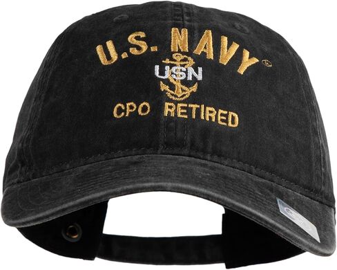 e4Hats.com US Navy CPO Retired Military Embroidered Washed Solid Pigment Dyed Cotton Twill Brass Buckle Cap in Saudi Arabia