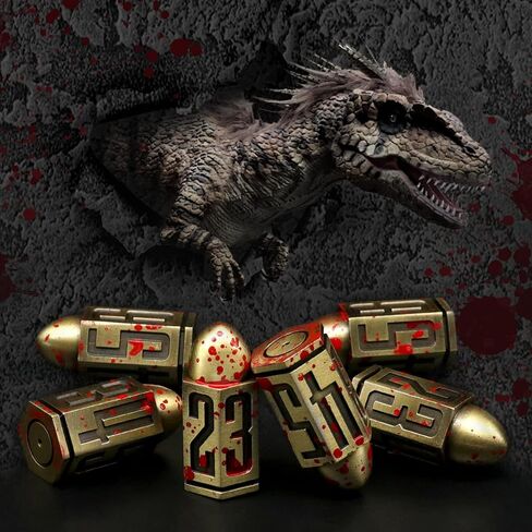 مجموعة النرد الرصاصي، DND النرد المعدني المسدس، ZHOORQI D6 Dice Gun Dice D&D هدايا للأبراج المحصنة والتنينات، Pathfinder، Warhammer 40k أو ألعاب الطاولة ذات الطابع (7-برونزية) in Kuwait