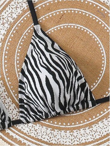 Milumia Women's 3 Piece Zebra Striped Swimsuit Halter String Triangle Bikini Sets with Cover Up Skirt in Saudi Arabia