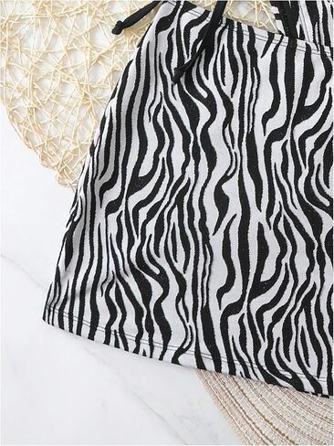 Milumia Women's 3 Piece Zebra Striped Swimsuit Halter String Triangle Bikini Sets with Cover Up Skirt in Saudi Arabia