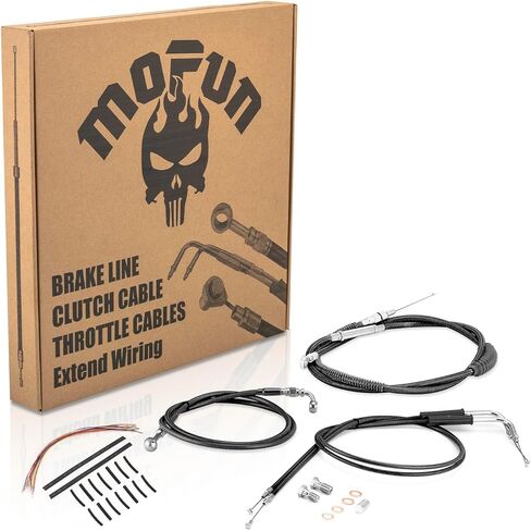 Mofun Clutch Cable & Throttle and Idle Cable & Brake Line and Handlebar Extension Wire Kit Compatible with Harley Sportster XLH 883 1200 Custom XL883C 1996-2003 Non-ABS, Fit 12"-14" Handlebar Black in Saudi Arabia