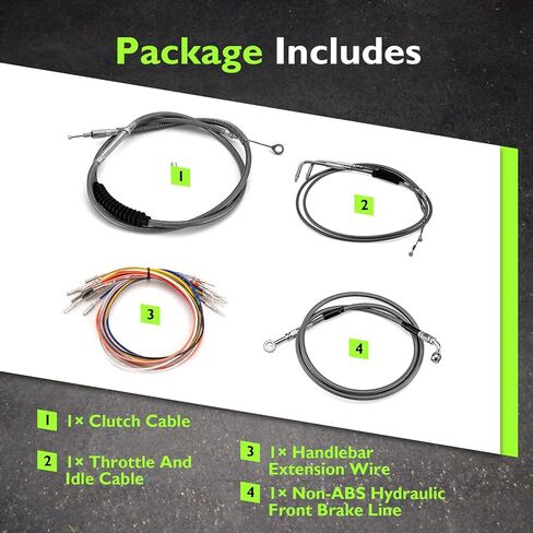 Mofun Clutch Cable & Throttle and Idle Cable & Brake Line and Handlebar Extension Wire Kit Compatible with Harley Sportster XLH 883 1200 Custom XL883C 1996-2003 Non-ABS, Fit 12"-14" Handlebar Black in Saudi Arabia