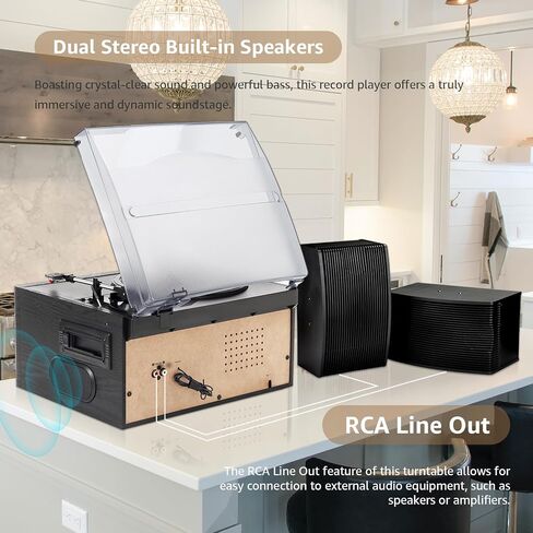 مشغل تسجيل 9 في 1 من جولدشيب مع مشغل تسجيل بلوتوث لاسلكي 3 سرعات، مشغل أقراص مضغوطة/كاسيت، راديو AM/FM/USB/SD/MMC، مدخل Aux/مخرج RCA in Kuwait