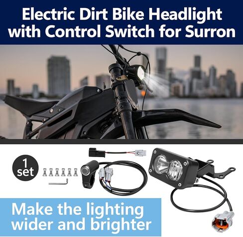 1Set Electric Dirt Bike Headlight with Control Switch for Surron, White Light Headlight Kit Light Bar with Switch for Surron Light Bee X/S, Eride Pro S/SS, Segway X260, Talaria Sting R MX4 in Kuwait