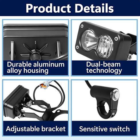 1Set Electric Dirt Bike Headlight with Control Switch for Surron, White Light Headlight Kit Light Bar with Switch for Surron Light Bee X/S, Eride Pro S/SS, Segway X260, Talaria Sting R MX4 in Kuwait