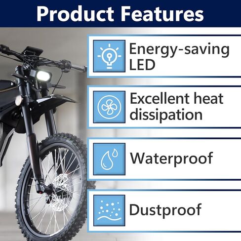 1Set Electric Dirt Bike Headlight with Control Switch for Surron, White Light Headlight Kit Light Bar with Switch for Surron Light Bee X/S, Eride Pro S/SS, Segway X260, Talaria Sting R MX4 in Kuwait