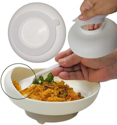 Scoop Plate High-Low Adaptive Bowl - parkensons Plate, Elderly -Spill Proof- Special Needs Plate- adaptive utensils - Handicapped Eating Utensils for Adults. in Kuwait