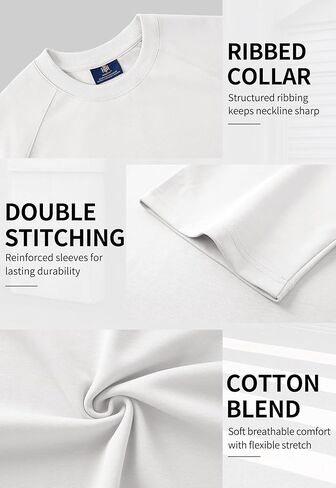 Men's Oversized Tshirts Heavyweight Cotton Stretch Short Sleeve Raglan Shirt (S-XXL) in Saudi Arabia
