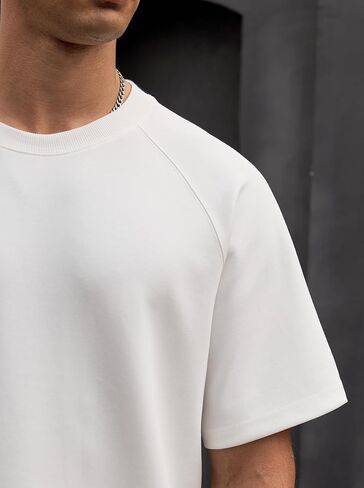 Men's Oversized Tshirts Heavyweight Cotton Stretch Short Sleeve Raglan Shirt (S-XXL) in Saudi Arabia