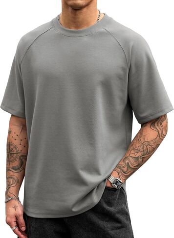 Men's Oversized Tshirts Heavyweight Cotton Stretch Short Sleeve Raglan Shirt (S-XXL) in Saudi Arabia